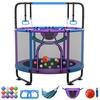 Kumix Trampolines for Kids 60 Mini Trampoline for Toddlers with Enclosure Swings Basketball Hoop Adjustable Bars and Rings 400LBS No-Gap Indoor/Outdoor Small Trampoline for Boys & Girls Gifts