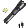 Rechargeable Flashlight 1200 Lumen - Tactical Flashlight Single Mode LED with Battery and USB Cable - IPX5 Waterproof Zoomable Torch
