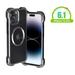 Elepower Case for iPhone 14 Pro 6.1 2022 Hybrid Military-grade Drop Protection Case Carbon Fiber Back Anti-Fingerprint Dustproof Wear-resistant MagSafe Metal Anti-falling Case Gray