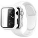 For Apple iWatch 38 2in1 Waterproof Skin-friendly Soft Silicone Screen Protector Bumper Case and Hoop Design Replacement Band White