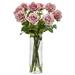 Nearly Natural Rose Artificial Arrangement in Cylinder Vase