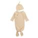 Multitrust Baby Ribbed Cloth Sleeping Bag Cotton Solid Color Open Front Long Sleeve Bunting with Cap