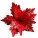 Mightlink Artificial Christmas Flower Realistic Looking Create Atmosphere Bright Color Shiny Surface Xmas Ornament Christmas Decoration Reusable Glitter Christmas Faux Flower for Christmas Party