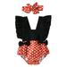 ZIYIXIN Infant Baby Girls Romper Color Contrast Polka Dot Patchwork Ruffle Bowknot Bodysuit+Headband Red 0-6 Months