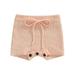 sdghg Toddler Baby Girls Shorts Solid Color Ribbed Elastic Drawstring Casual Shorts for Streetwear