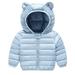 Holiday Deals! ZCFZJW Winter Warm Down Coats with Cute Ear Hoodie for Kids Baby Boy Girls Super Thick Padded Puffer Jacket Lightweight Zip Up Hooded Coat Outwear(Sky Blue 18-24 Months)