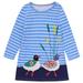 Autumn Children s Girl s Clothing Tshirt Long Sleeve Cartoon Striped Embroidered Dress