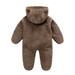 Aayomet Baby Rompers Girl Fall Winter Rompers Baby Boy Unisex Baby Boys Girls Romper Solid Color Long Sleeve Jumpsuit Clothes Brown 3-6 Months