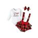 xingqing 0-12M Christmas Newborn Baby Girls Outfits Elk Print Romper Straps Suspender Plaid Overalls Skirt Shorts Xmas Set White 0-3 Months