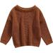 Qtinghua Infant Toddler Baby Girl Boy Oversized Sweater Long Sleeve Crewneck Sweatshirt Warm Fall Winter Knit Pullover Tops Brown 9-12 Months