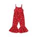 wybzd Toddler Baby Girl Christmas Jumpsuit Outfit Infant Sleeveless Straps Romper Bell Bottoms Flare Pants Overalls 2-3 Years