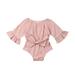 Baby Girls Off-shoulder Romper Flare Half Sleeve Elastic Waist Jumpsuit