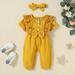 Aayomet Baby Winter Romper Winter Jumpsuit For Baby Boy Baby Bunting Bodysuit ÃƒÂ¢Ã‚Â€Ã‚Â“ One Piece Kids Hooded Romper Outerwear Toddler Jacket Yellow 18-24 Months