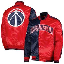 Men's Starter Navy/Red Washington Wizards Fast Break Satin Full-Snap Jacket