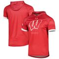 Men's Under Armour Red Wisconsin Badgers On-Court Raglan Hoodie T-Shirt