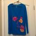 American Eagle Outfitters Tops | American Eagle Outfitters V Neck Long Sleeve Floral Blue Graphic Tee Size Xl | Color: Blue | Size: Xl