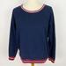 J. Crew Sweaters | J.Crew Navy Blue Sweater Trim Sweatshirt - Size L | Color: Blue/Red | Size: L