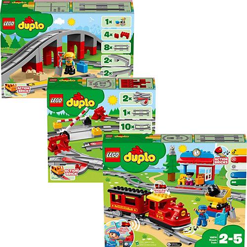 Bundle: LEGO® DUPLO 10874 Dampfeisenbahn + 10882 Eisenbahn Schienen + 10872 Eisenbahnbrücke und Schienen