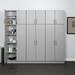 Prepac Elite 6-Piece Modern Wooden Utility Storage Cabinet Unit Set Light Gray