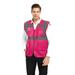 Toptie 5 Pockets High Visibility Safety Vest with Reflective Strips Working Uniform Vest-Hot Pink-XL