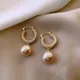 Boucles d'oreilles en forme de cercle torsadé style Baroque couleur or perles rondes bijoux de