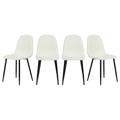 Lot de 4 chaises scandinaves tissu bouclette écru pied noir