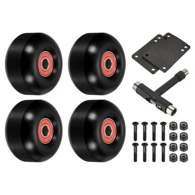 52mm Skateboard Wheels and Bearings Set Street Wheels 95A, Black Red 4pcs