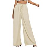 Bigersell Distressed Pants for Women Full Length Pants Fashion Women Summer Casual Loose Pocket Solid Trousers Wide Leg Pants Stretch Ripped Skinny Pants