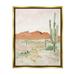 Stupell Industries Cactus Plants Dry Desert Scene Distant Cliffs Painting Metallic Gold Floating Framed Canvas Print Wall Art Design by Lanie Loreth