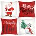 Pillow Cover Christmas Set of 4 18 x 18 Inch 100% Linen Decor Home Cushion Cases Christmas Decor for Sofa Bed