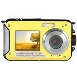 Holiday Savings 2022! Feltree Waterproof Camera Underwater Cameras For Snorkeling Full HD 2.7K 48MP Video Recorder Selfie Dual Screens 10FT 16X Digital Zoom Waterproof Digital Camera Yellow