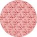 Ahgly Company Machine Washable Indoor Round Transitional Flamingo Pink Area Rugs 6 Round