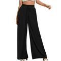 Bigersell High Waist Denim Pant Full Length Pants Fashion Women Summer Casual Loose Pocket Solid Trousers Wide Leg Pants Ladies Shaping Bootcut Pants