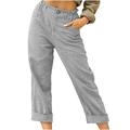 Bigersell Wide Leg Pants for Women Full Length Pants Women Casual Solid Color Pockets Buttons Elastic Waist Comfortable Straight Pants Stretch Pant for Ladies