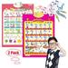 MAINYU 2Pcs Electronic Interactive Alphabet Wall Chart for Kids ABC Learning Learning Toys for Toddlers Talking ABC 123s Music Words & Shapes Poster Preschool Education Gifts for Kids