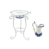 Water Pot Washbasin Rack Porcelain Metal Decoration Bathroom Accessories /12 Dollhouse