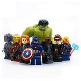 8 Pcs Superhero Hulk Iron Man Captain America Action Figures Building Blocks Toy Sets Educational Collectible Superhero Minifigures Toys Good Gift for Boys and Girls