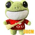 Plush Doll Cartoon Interesting Expression Vivid Frog With Red Sweaters and Backpack Plush Toy With Sweaters and Backpack for Children