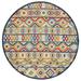 HomeRoots 473705 8 ft. Round Multi Color Aztec Pattern Indoor or Outdoor Area Rug Ivory