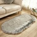 DONGPAI Fur Shaggy Rug Sheepskin Soft Carpet Fluffy Area Rug Ultra Soft Oval Carpet Throw Rugs for Bedroom Kids Room Living Room