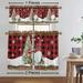 Fashnice Thermal Insulated Kitchen Valance Xmas Cafe Tier Christmas Short Window Curtain Christmas Half Window Drapes Slot Top Bathroom Scarf Style-I 2pc-Tier Curtain: W:42 x H:54