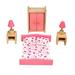 Tarmeek Wooden Miniature Dollhouse Furniture Set with Bed Bedside table Closet Bedside Lamp Dollhouse Decorations Accessories Christmas Gifts for Kids