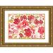 Studio Pela 24x17 Gold Ornate Wood Framed with Double Matting Museum Art Print Titled - Floral Flow I Red Gold