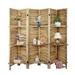 Hofitlead 6 Panel Room Divider with Shelves 5.6Ft Tall Room Dividers and Folding Privacy Screens Freestanding Wooden Nature