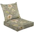 2-Piece Deep Seating Cushion Set seamless gold leaves Exotic botanical design for cosmetics spa textile Outdoor Chair Solid Rectangle Patio Cushion Set