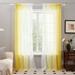 Deconovo Ombre Sheer Curtains Rod Pocket Semi Linen Sheer Curtains for Living Room 2 Panels 52x84 inch Yellow