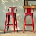 Homy Casa 29 Industrial Metal Bar Stools Set of 2 with Low Back Red