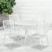 BizChair Commercial Grade 35.25 Round White Indoor-Outdoor Steel Patio Table Set with 4 Square Back Chairs