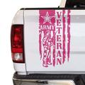 Veteran Army Retired Soldier Distressed American USA US Flag Truck Tailgate Vinyl Decal Compatible with Most Pickup Trucks U.S. Army Sticker USMC USAF US Navy Decal (11 x 20 Pink)