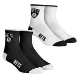 Youth Rock Em Socks Brooklyn Nets Core Team 2-Pack Quarter Length Sock Set